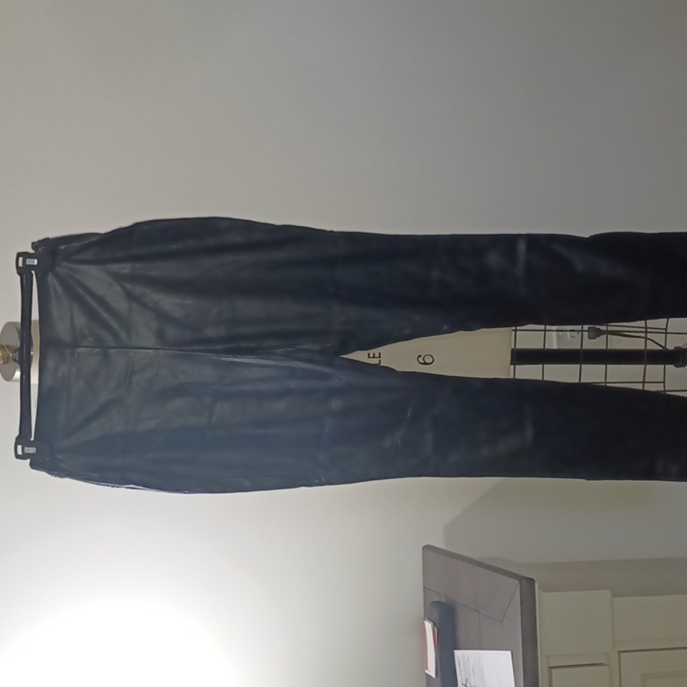SBERTO PU LEATHER SZ LARGE PANTS SLIT ON BOTH BOTTOM OF LEGS .